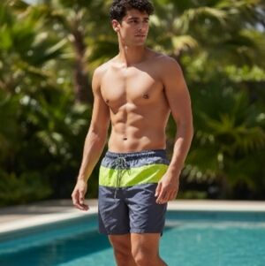 OP Gray/ Lime Swim Short. Large.